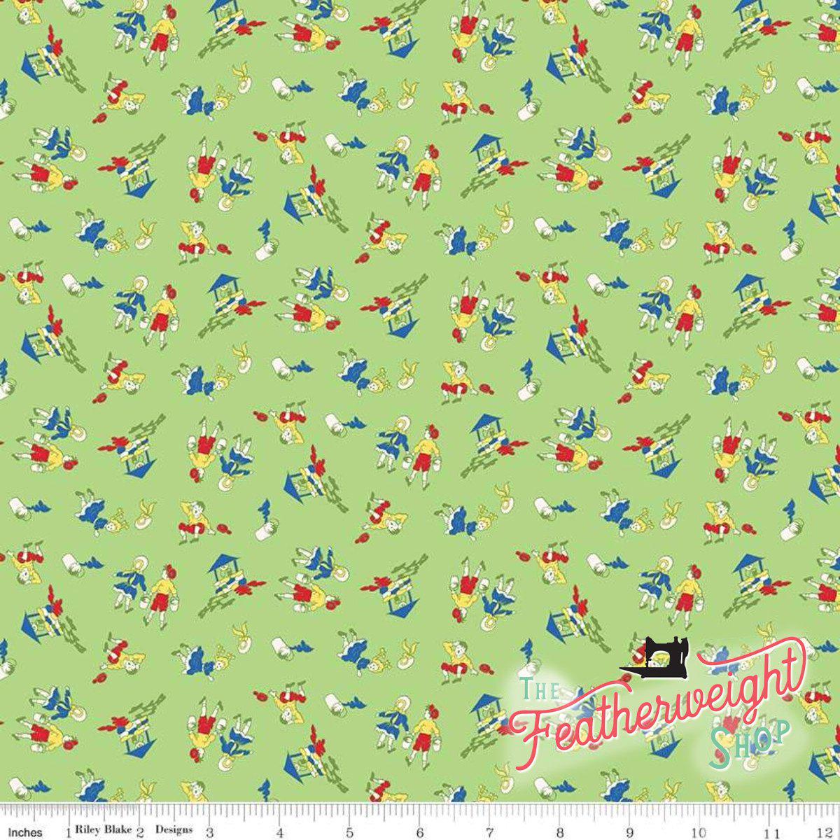 Fabric, Storytime 30's by Penny Rose for Riley Blake Designs - JACK AND JILL GREEN (by the yard)