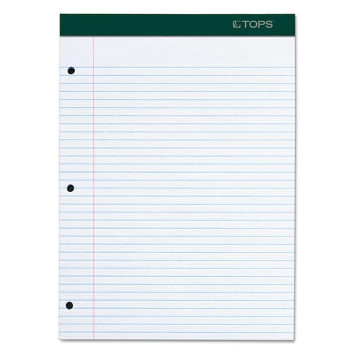 Double Docket Ruled Pads, Medium-college Rule, 8.5 X 11.75, White, 100 Sheets