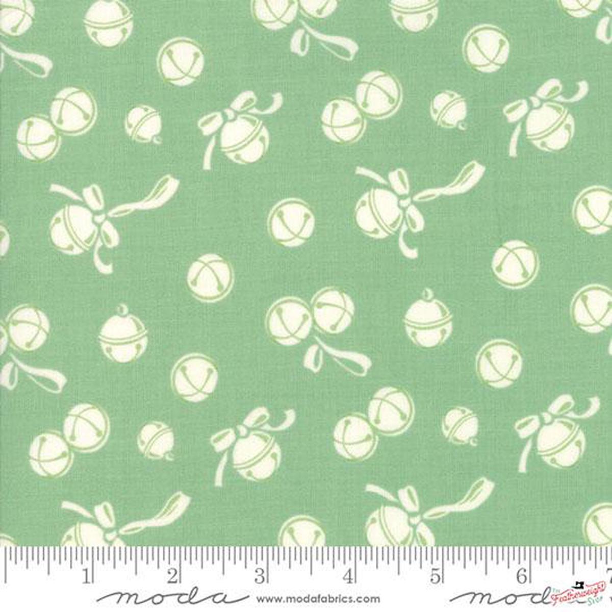 Fabric, Deer Christmas by Urban Chiks for Moda - GREEN JINGLE BELLS (by the yard)