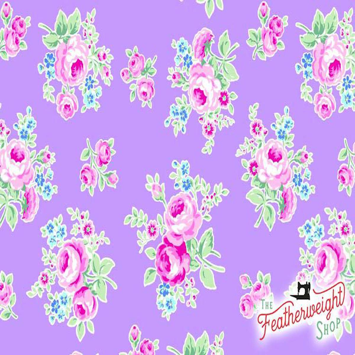 Fabric, Flower Sugar Symbol of Love by LECIEN - PURPLE FLORAL (by the yard)