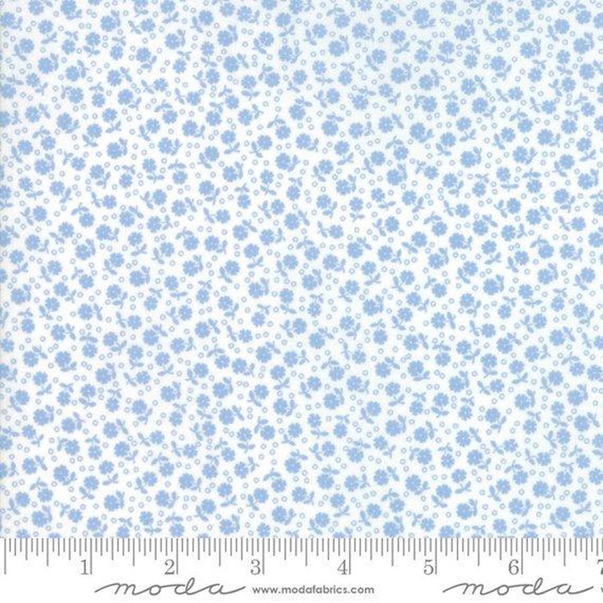 Fabric, Guest Room Sky by Kristyne Czepuryk with Pretty by Hand - FLORAL FLOWERS DOTS BLUE (by the yard)