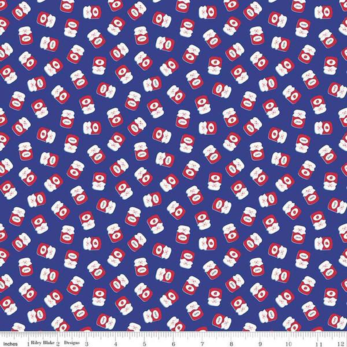 Fabric, Shortcake by Heidi Staples of Fabric Mutt - SHORTCAKE JAM BLUE (by the yard)