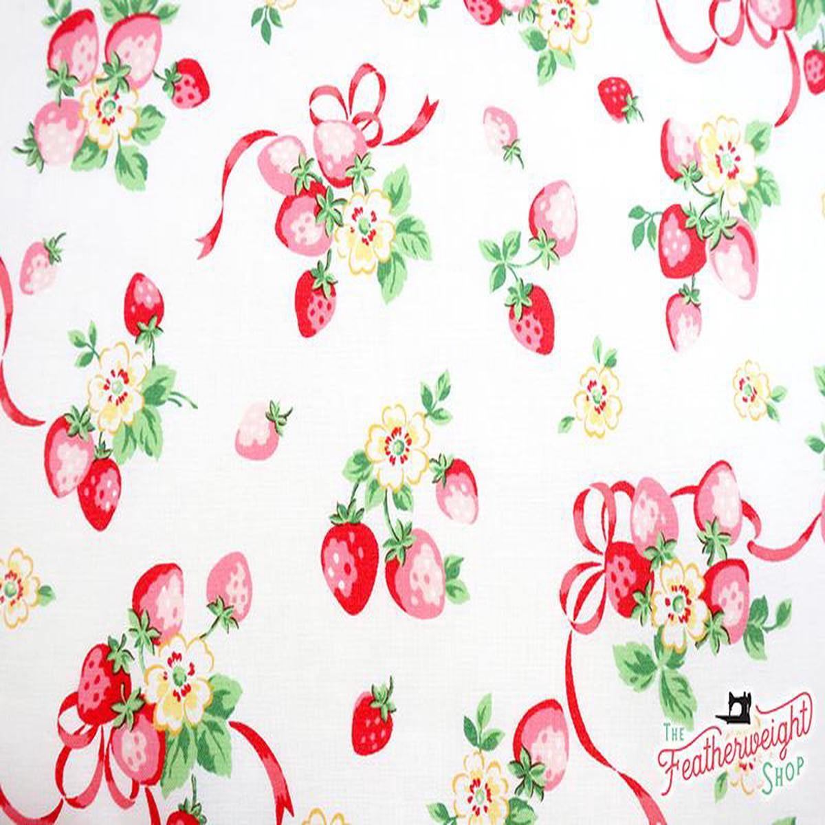 Fabric, Strawberry Bouquet, Red & White - 30's Collection (by the yard)