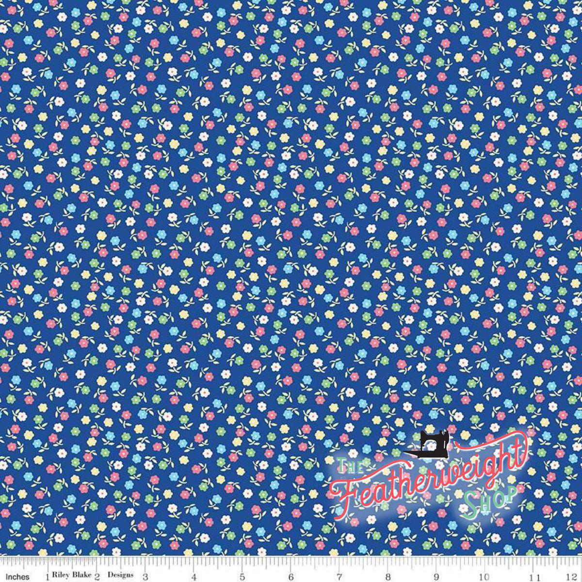 Fabric, Storytime 30's by Penny Rose for Riley Blake Designs - FLOWER TOSS NAVY (by the yard)