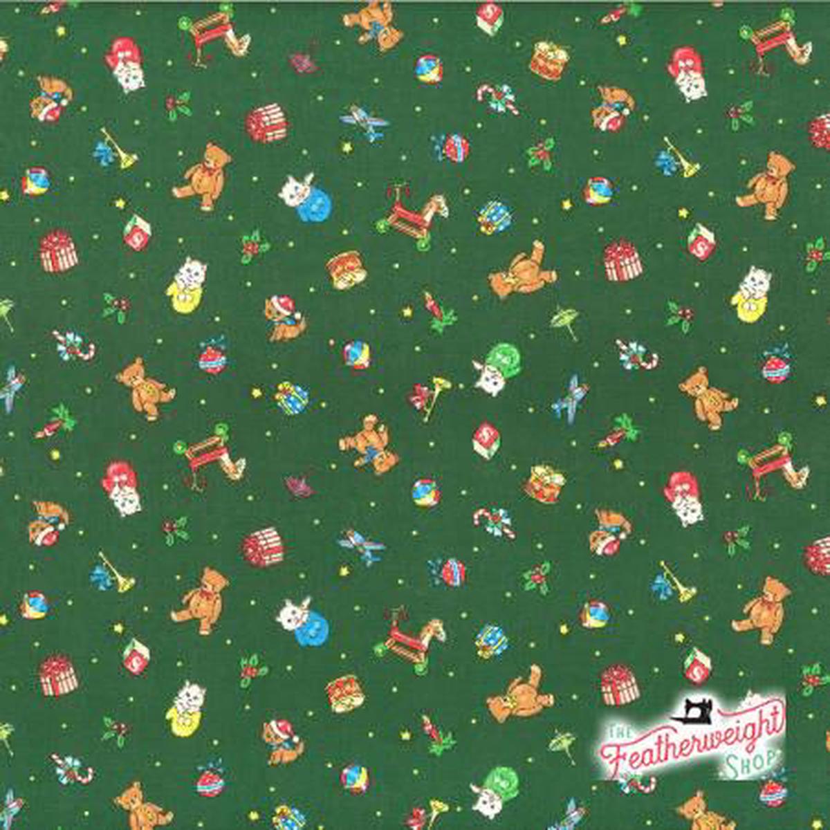 Fabric, Under the Christmas Tree by Lecien - CHRISTMAS TOYS GREEN (by the yard)