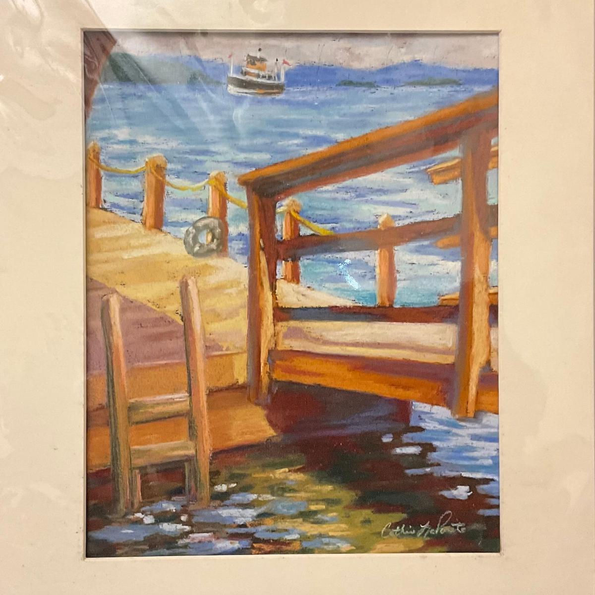 Lake George Boat House Original Matted Pastel