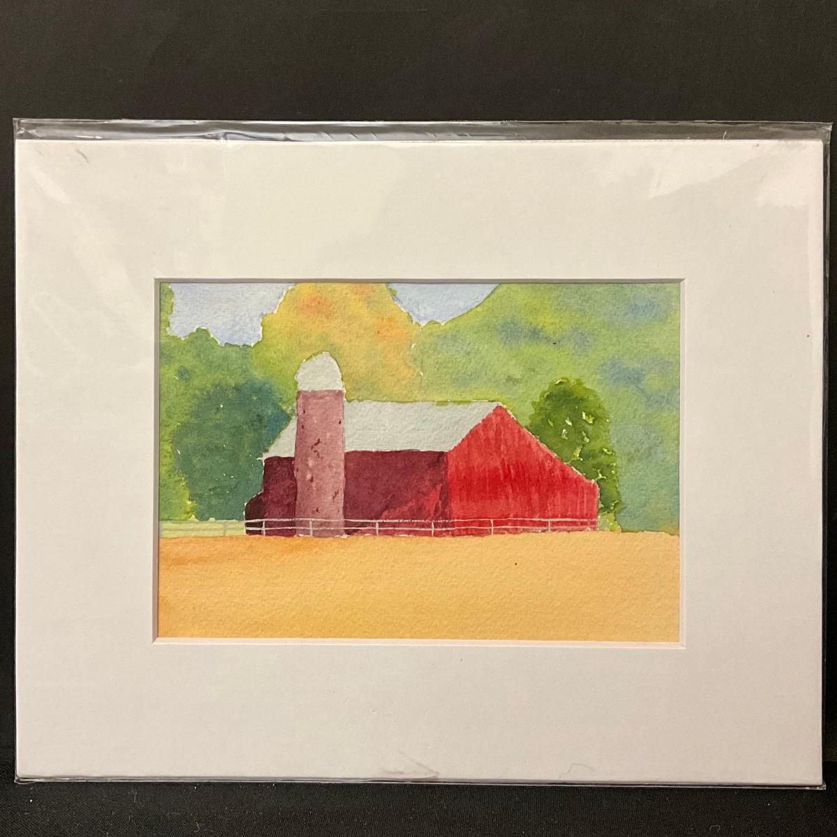 Red Barn - original watercolor by David Crowell