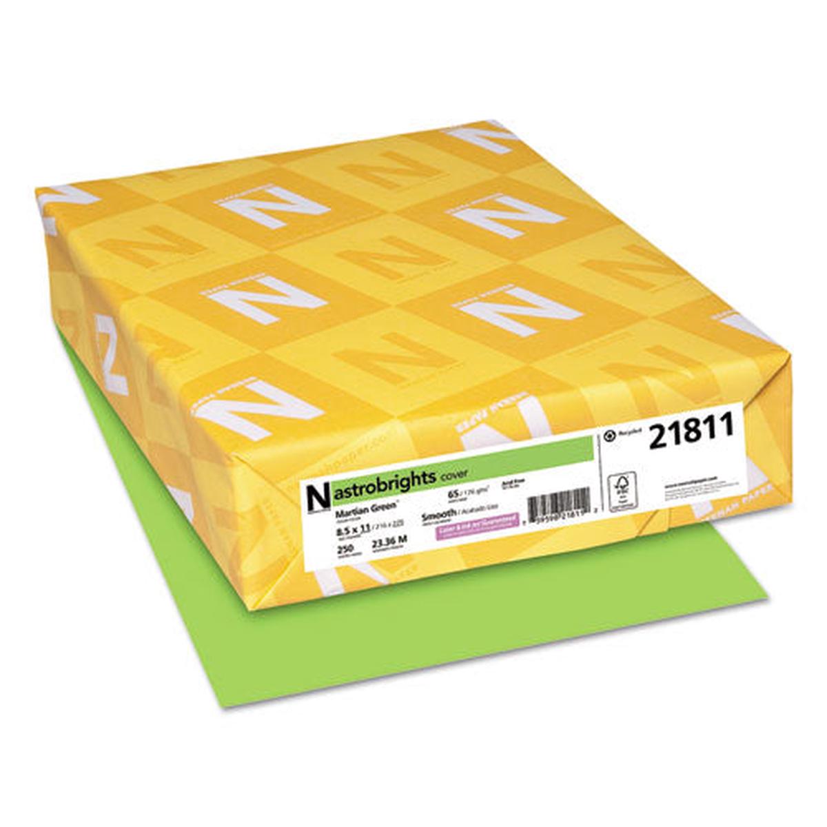 Color Cardstock, 65 Lb, 8.5 X 11, Martian Green, 250-pack
