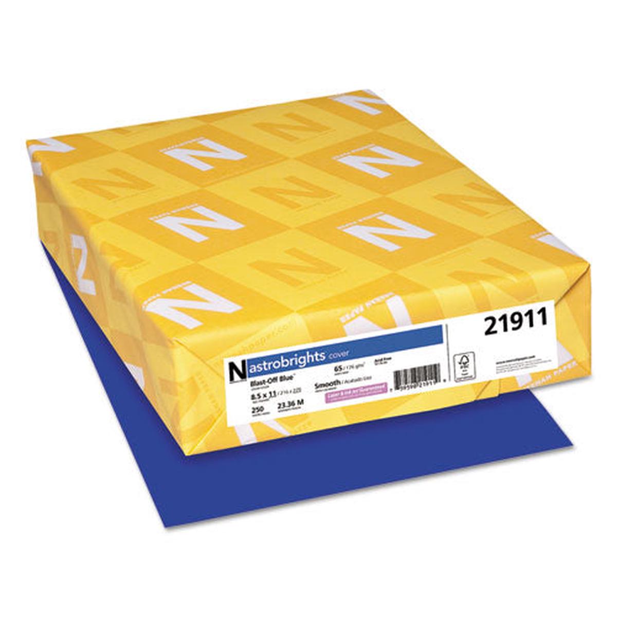 Color Cardstock, 65 Lb, 8.5 X 11, Blast-off Blue, 250-pack