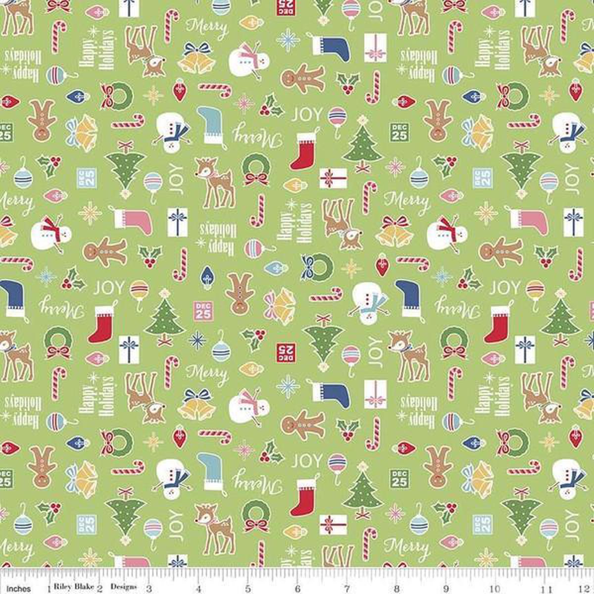 Fabric, COZY Christmas by Lori Holt of Bee in My Bonnet - Main, Green Cozy