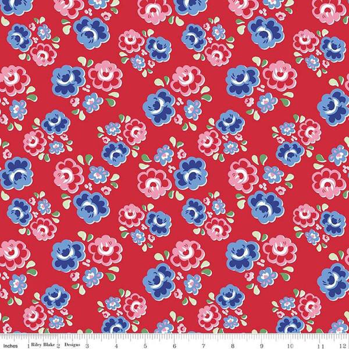 Fabric, Shortcake by Heidi Staples of Fabric Mutt - SHORTCAKE MAIN RED (by the yard)