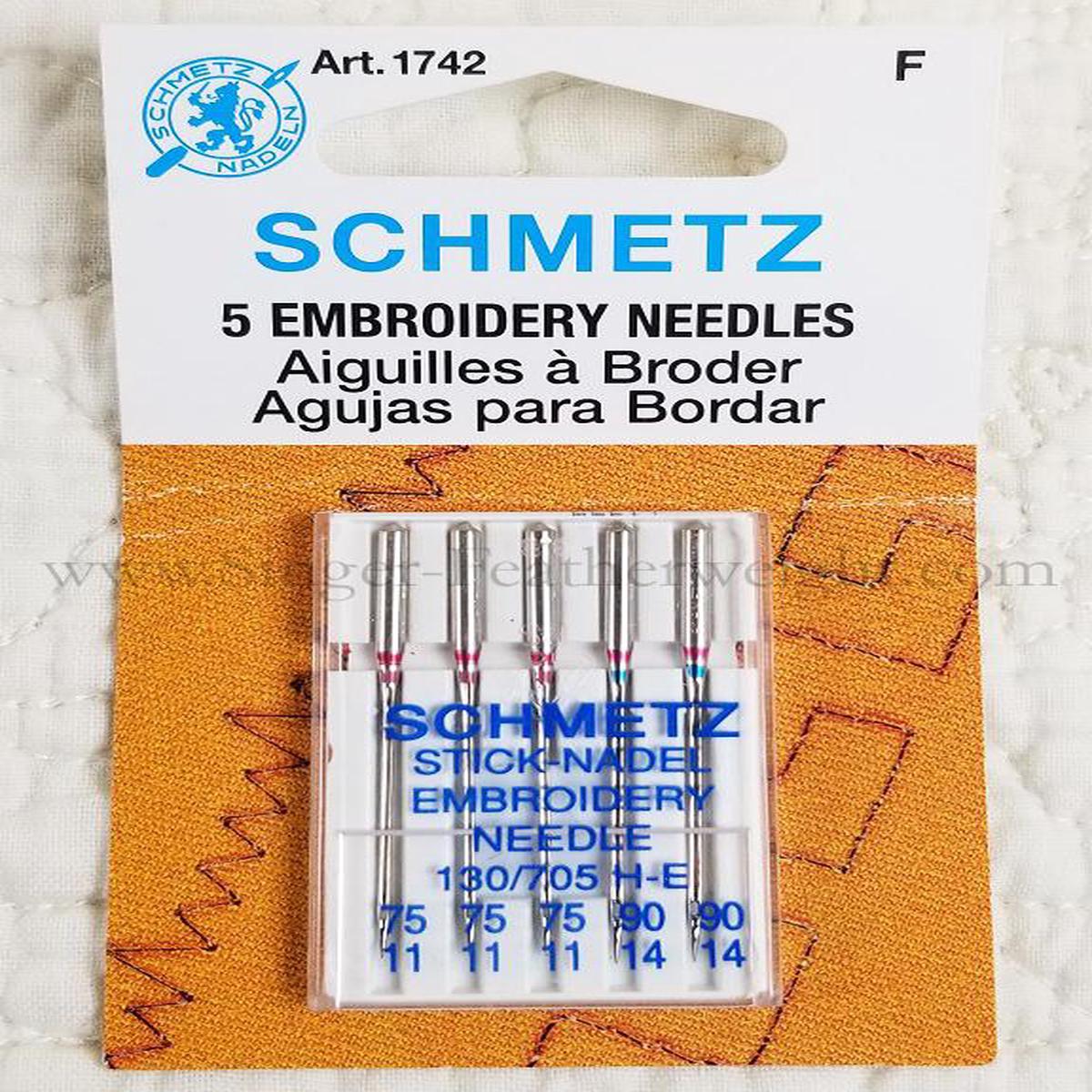 Schmetz EMBROIDERY Sewing Needles, 5pk