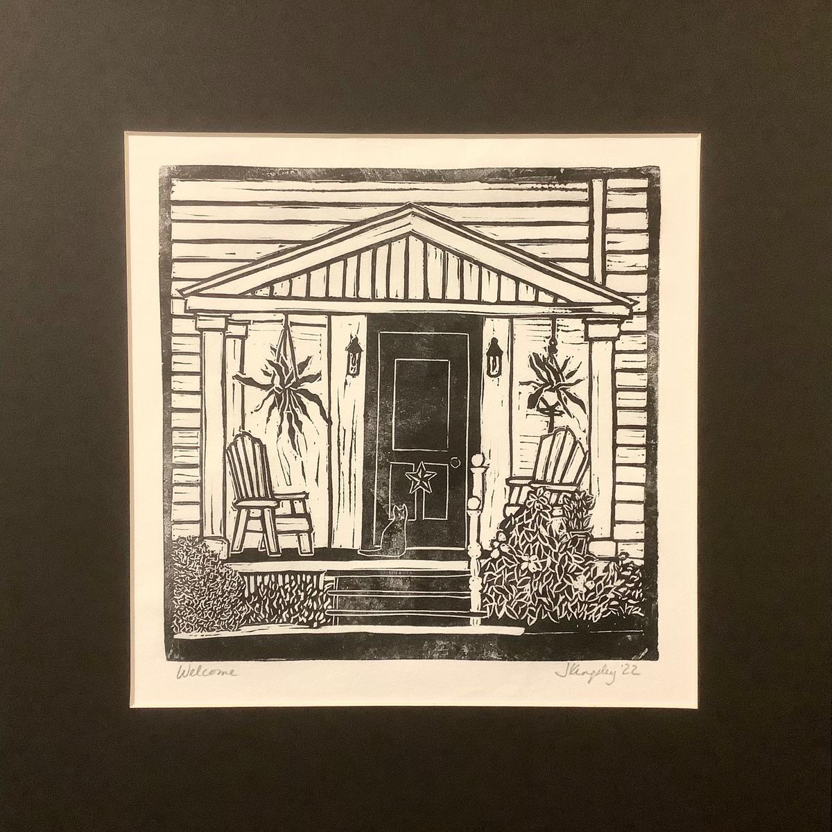 Welcome Rubber Block Print Matted
