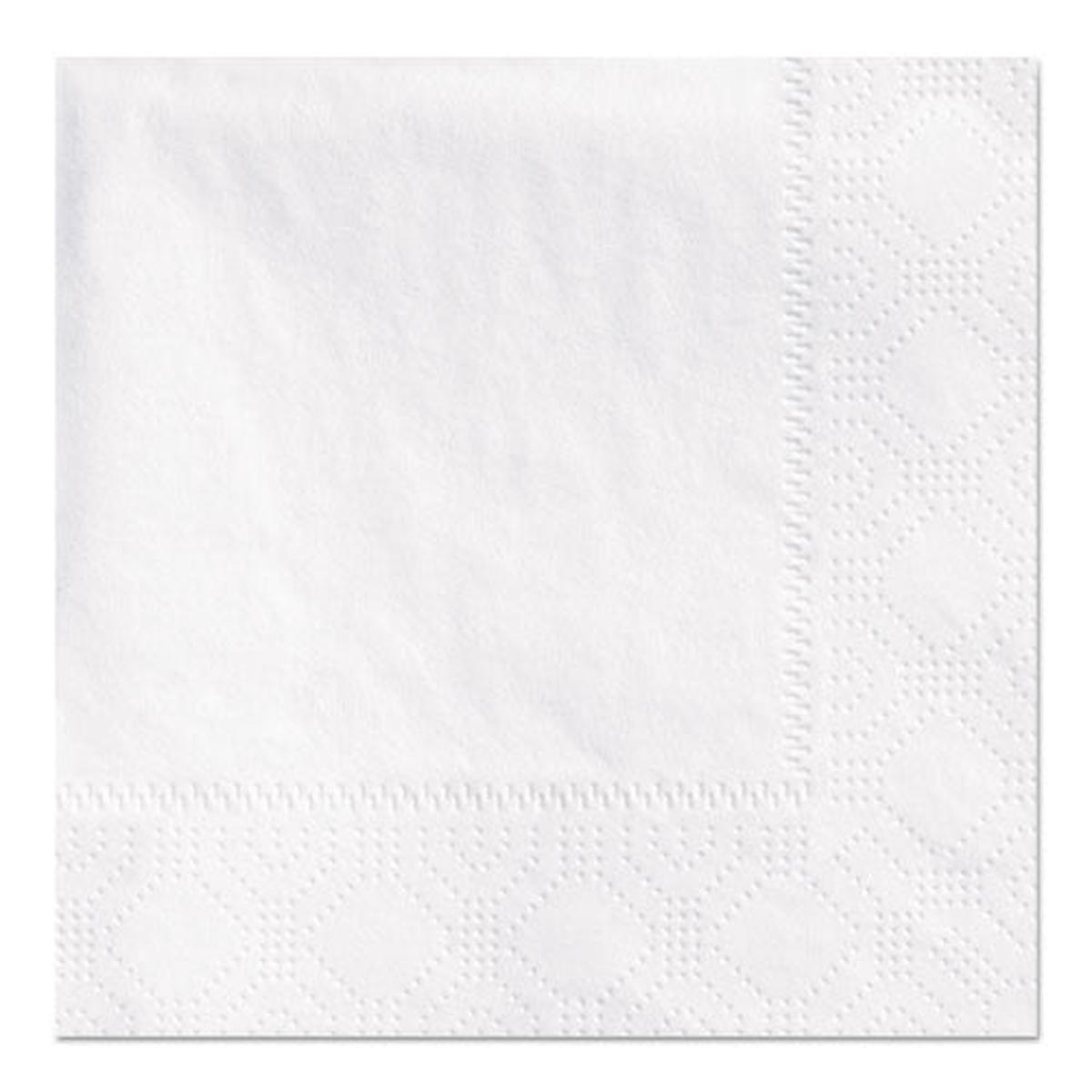 Beverage Napkins, 2-ply 9 1-2 X 9 1-2, White, Embossed, 1000-carton