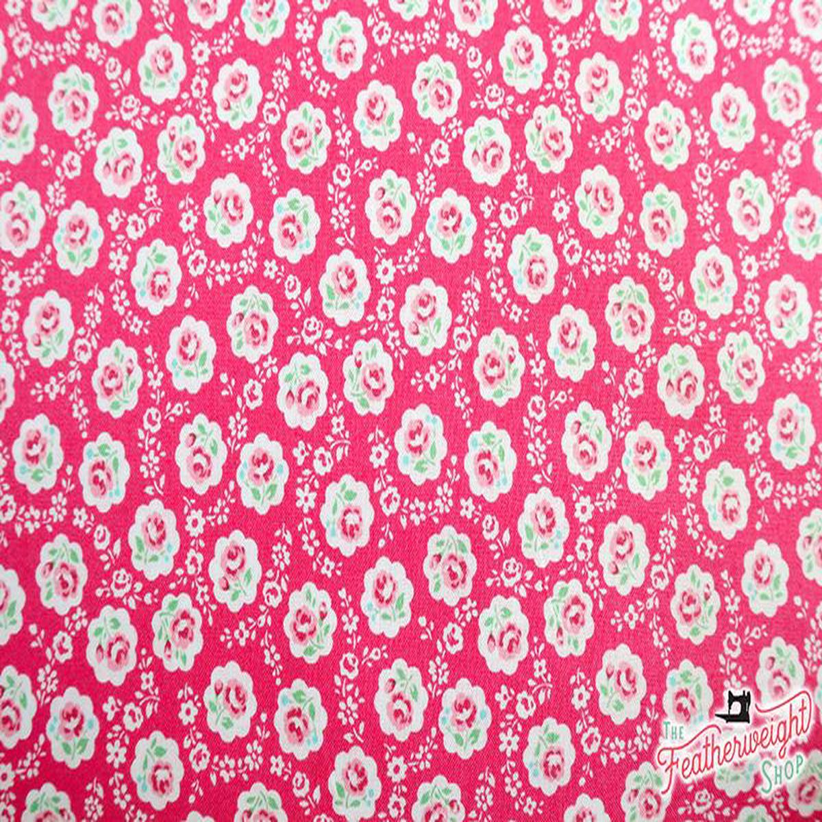 Fabric, Floral Doilies, Dark Pink - 30's Collection (by the yard)