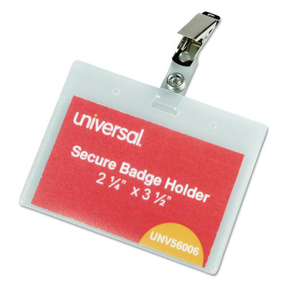 Deluxe Clear Badge Holder W-garment-safe Clips, 2.25 X 3.5, White Insert, 50-box