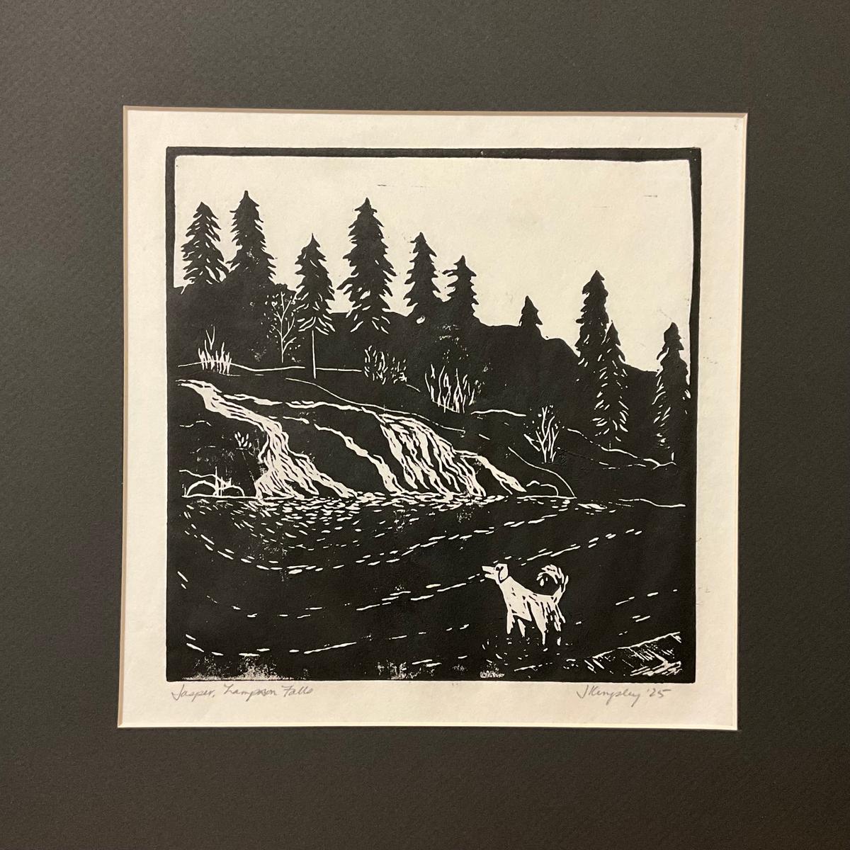Jasper, Lampson Falls Rubber Block Print Matted