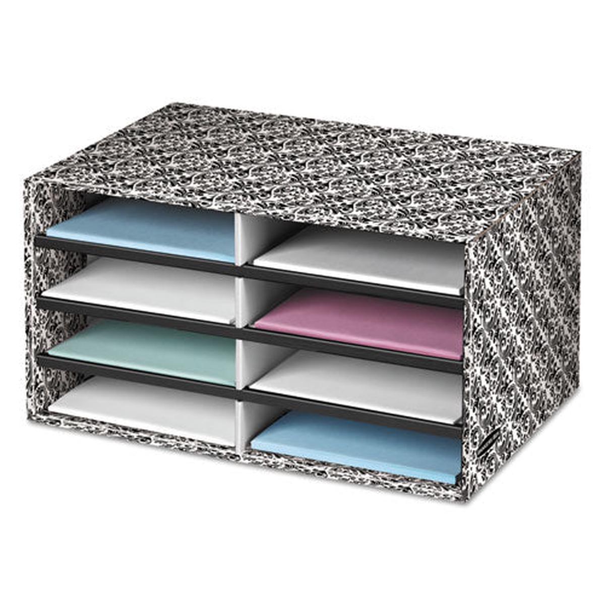 Decorative Sorter, 8 Letter Sections, 19 1-2 X 12 3-8 X 10 1-4, Bk-we Brocade