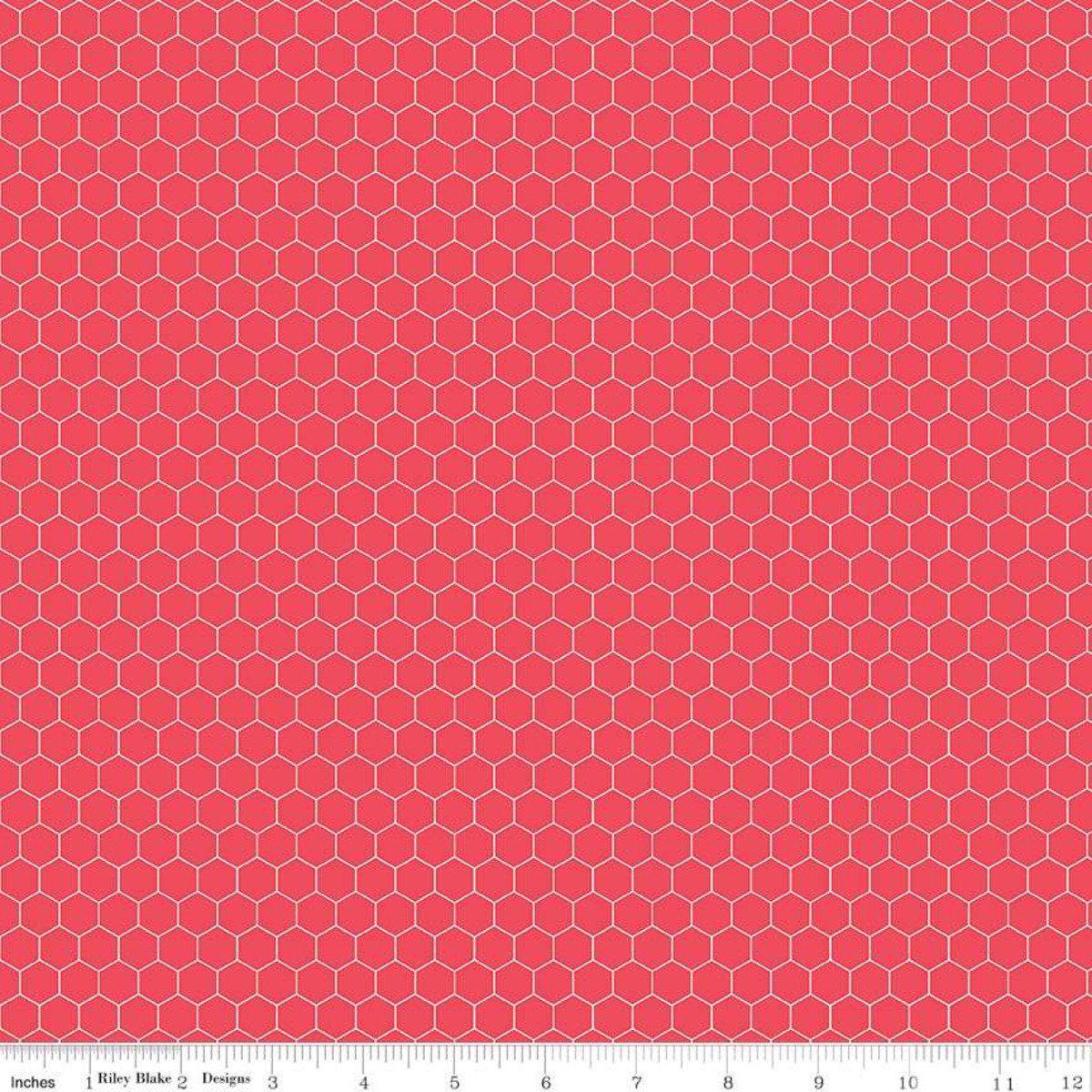 Fabric, Farm Girl Vintage Companion Prints by Lori Holt - HONEYCOMB CAYENNE (by the yard)