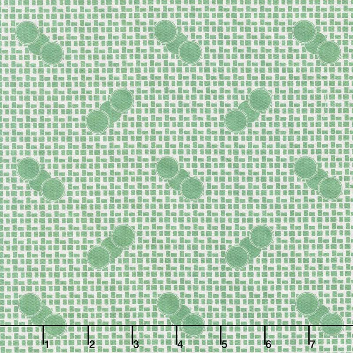 Fabric, Sorbet by Leonie Bateman for Penny Rose Fabrics - SPOTS GRID GREEN (by the yard)