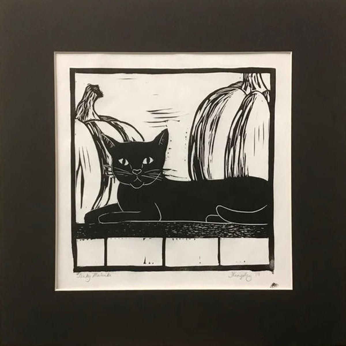 Slinky Malinky Rubber Block Print with Black Mat