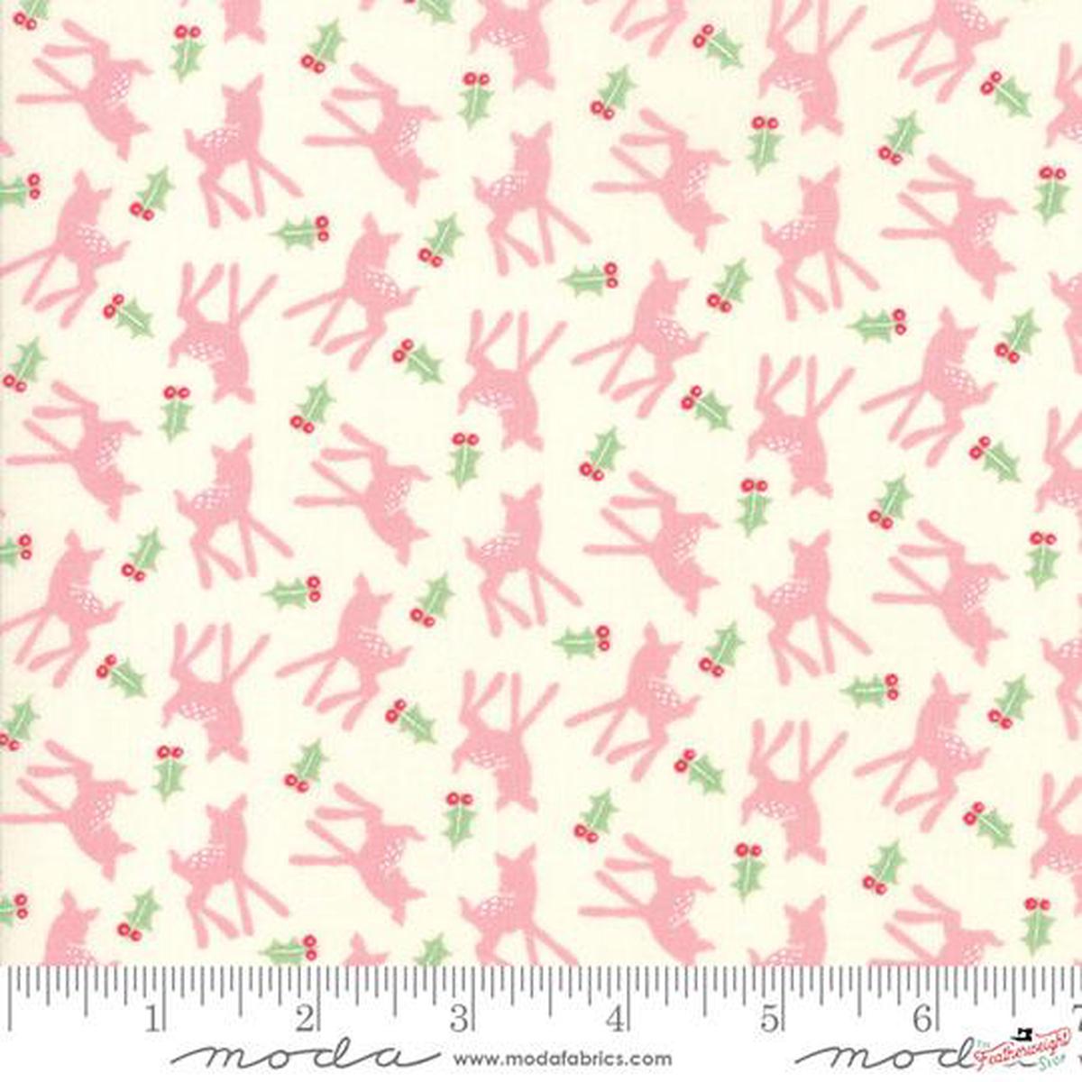 Fabric, Deer Christmas by Urban Chiks for Moda - PINK DEER BUTTERMINT (by the yard)