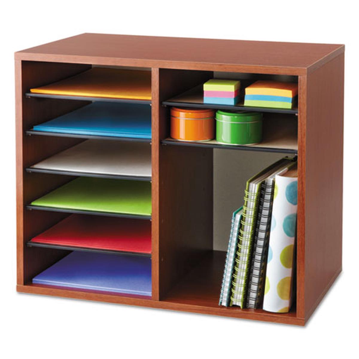 Fiberboard Literature Sorter, 12 Sections, 19 5-8 X 11 7-8 X 16 1-8, Cherry