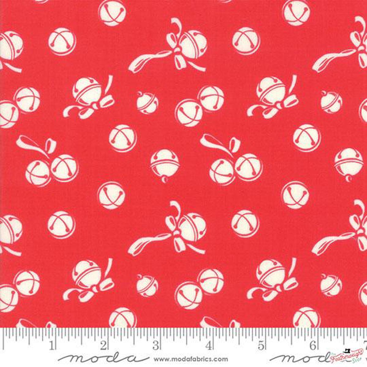 Fabric, Deer Christmas by Urban Chiks for Moda - RED JINGLE BELLS (by the yard)