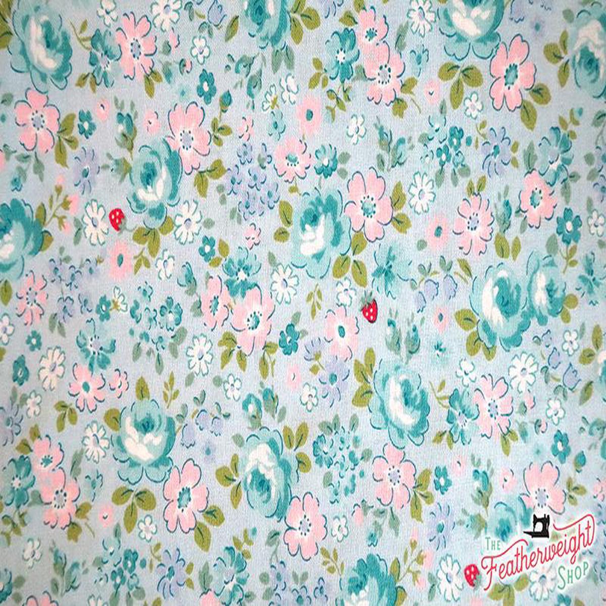 Fabric, Mixed Garden Floral Chintz, Blue - 30's Collection (by the yard)