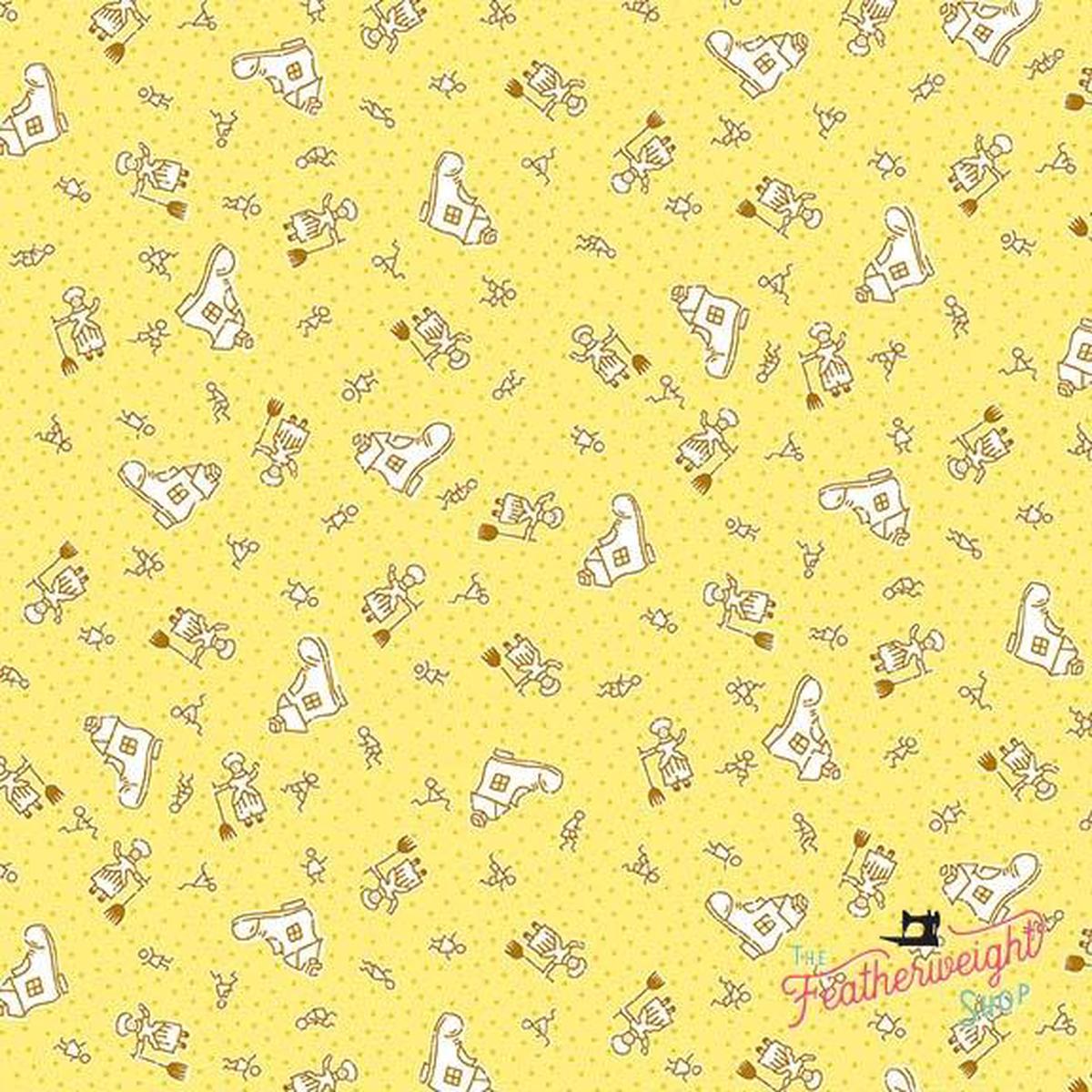 Fabric, Nana Mae lll by Henry Glass - OLD WOMAN IN SHOW YELLOW (by the yard)