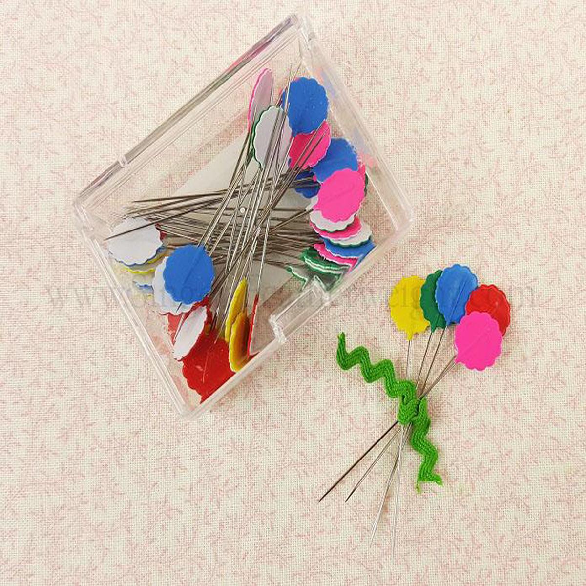 Flower Head Pins, Multi-Colored BRIGHT 40 Count