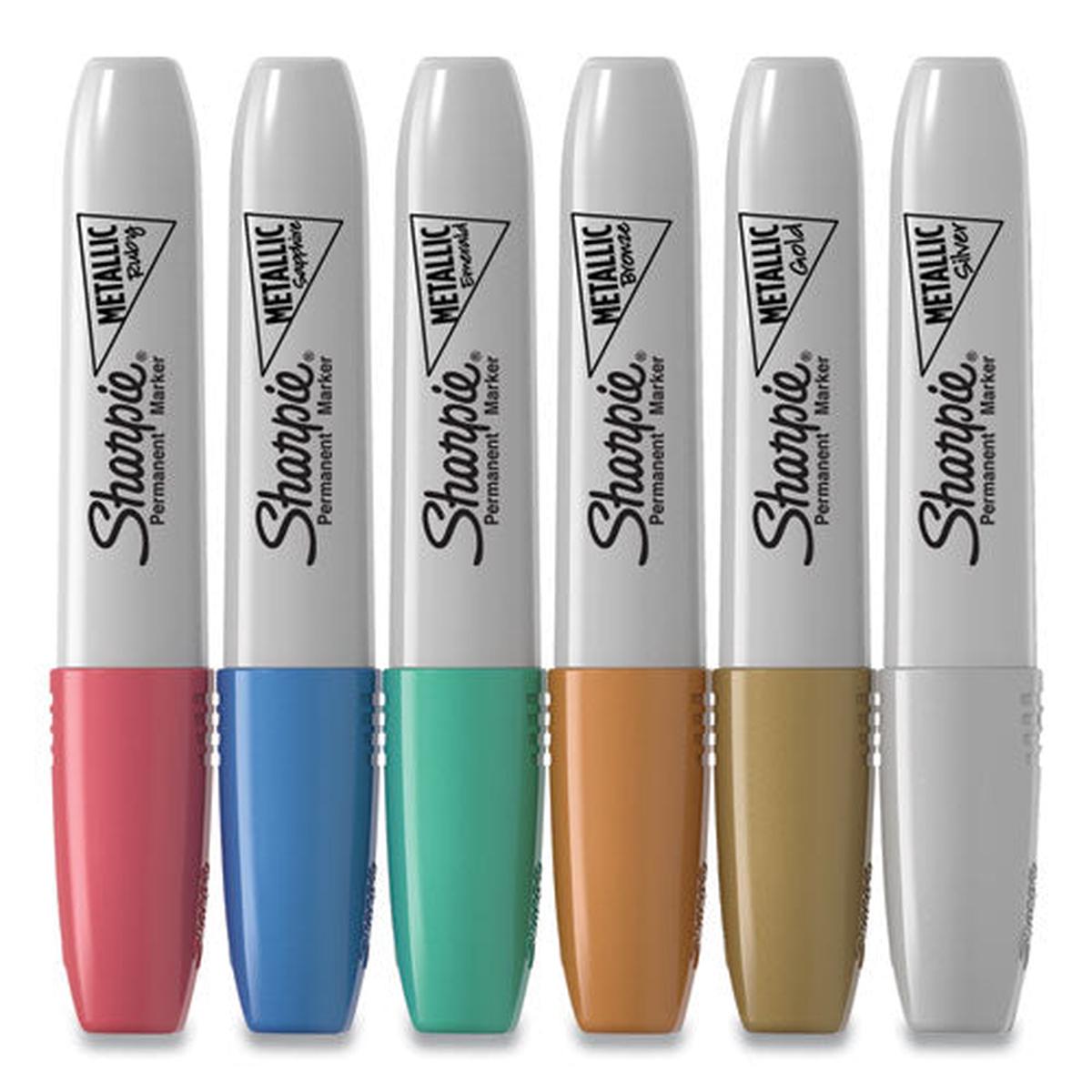 Metallic Permanent Marker, Medium Chisel Tip, Assorted, 6-pack