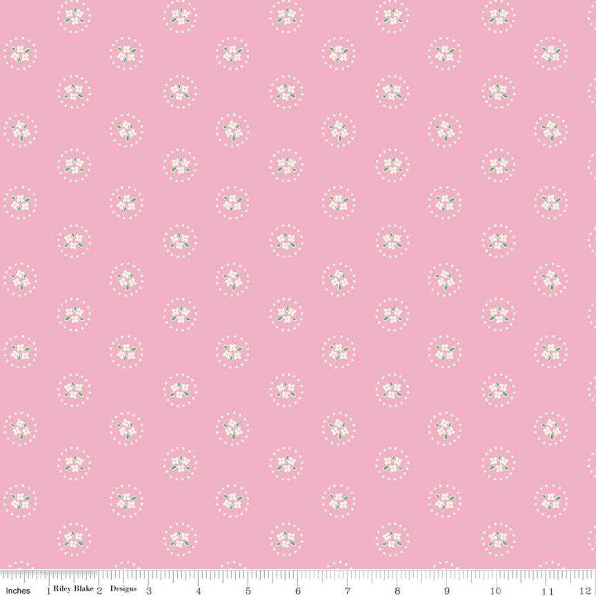 Fabric, Bluebirds on Roses by Elea Lutz for Penny Rose Fabrics - PINK BLUEBIRDS CIRCLE (by the yard)