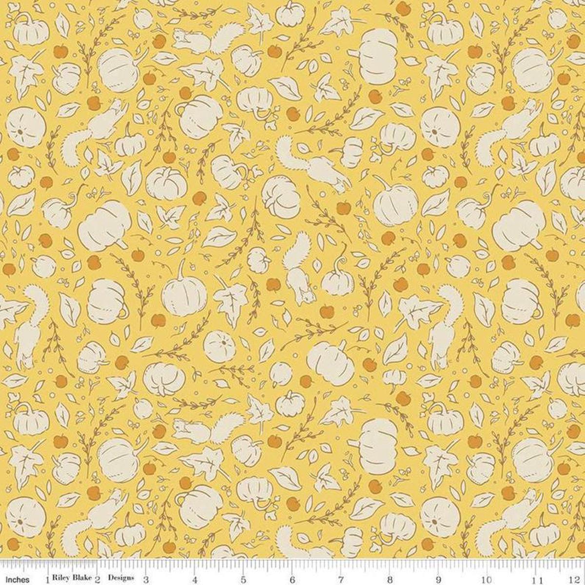 Fabric, Calico Crow by Lauren Nash for Penny Rose - YELLOW PUMPKIN (by the yard)