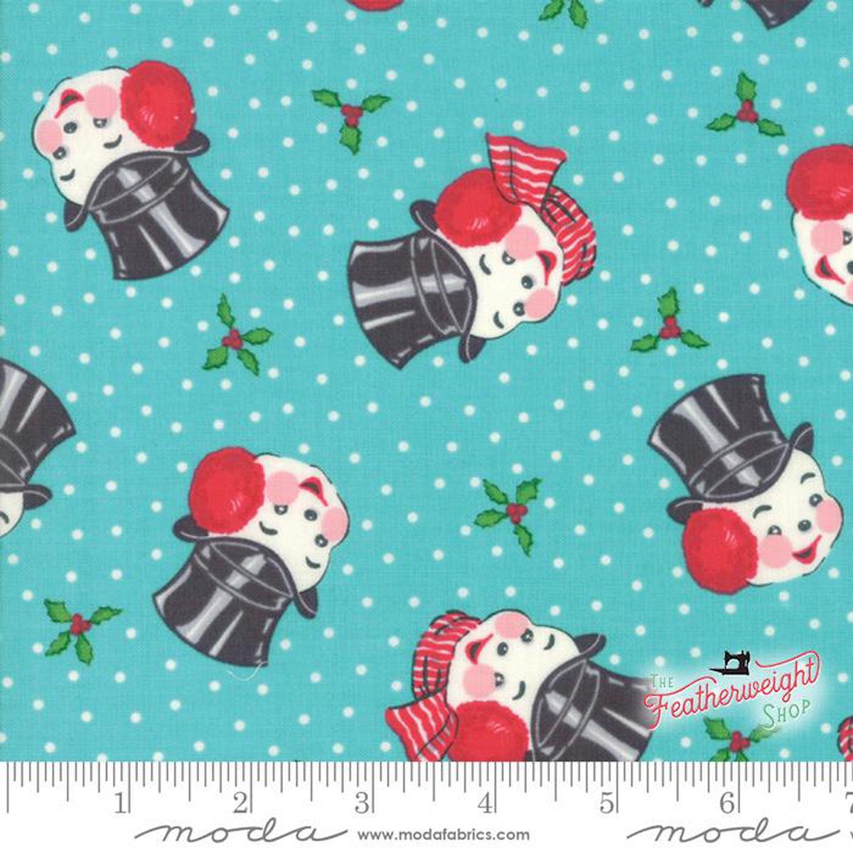 Fabric, Swell Sweet Christmas Coolmint by Urban Chiks for Moda - TEAL SNOWMAN (by the yard)