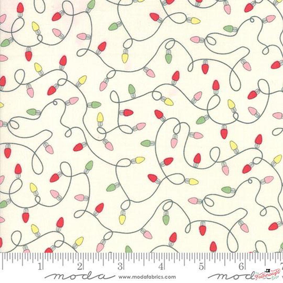 Fabric, Deer Christmas by Urban Chiks for Moda - VINTAGE LIGHTS MARZIPAN (by the yard)