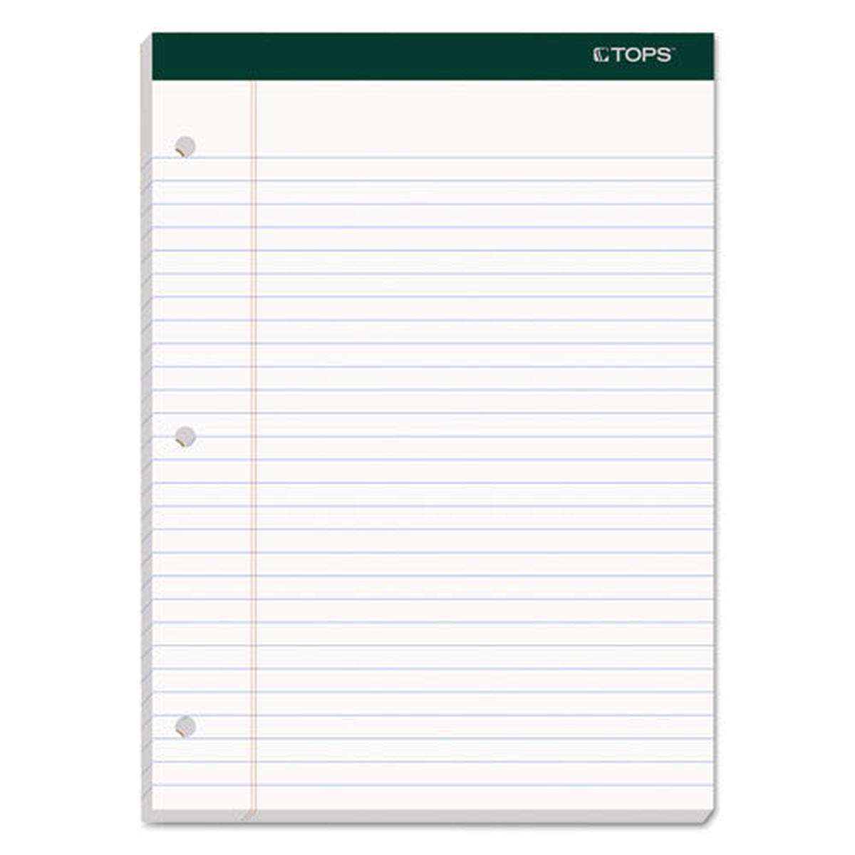 Double Docket Ruled Pads, Wide-legal Rule, 8.5 X 11.75, White, 100 Sheets, 6-pack