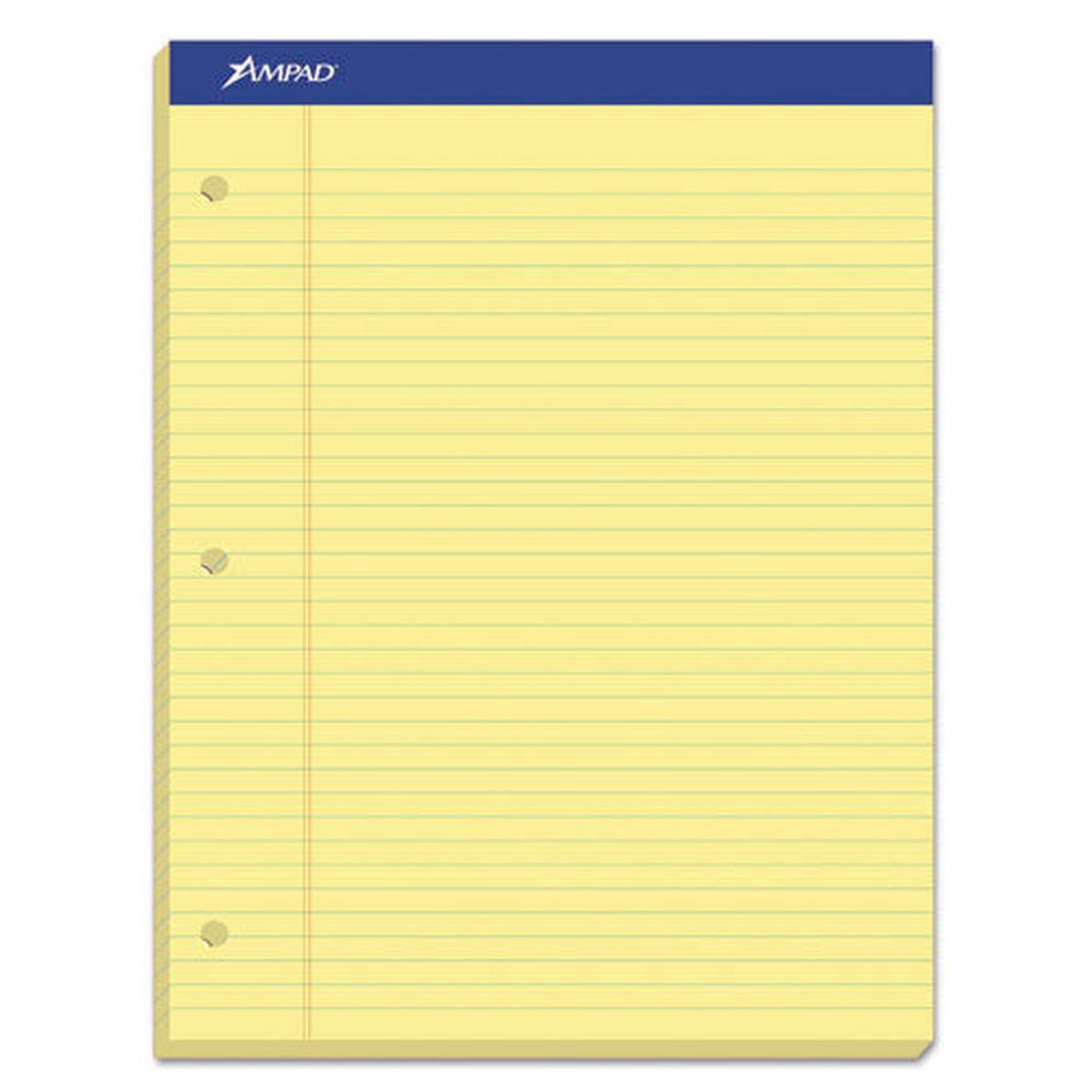 Double Sheet Pads, Wide-legal Rule, 8.5 X 11.75, Canary, 100 Sheets