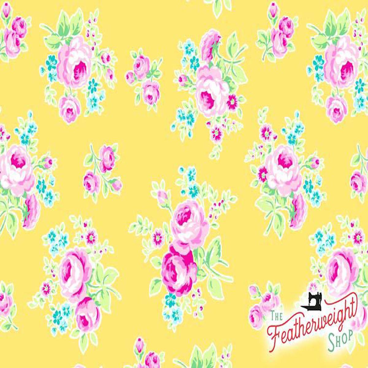 Fabric, Flower Sugar Symbol of Love by LECIEN - YELLOW FLORAL (by the yard)