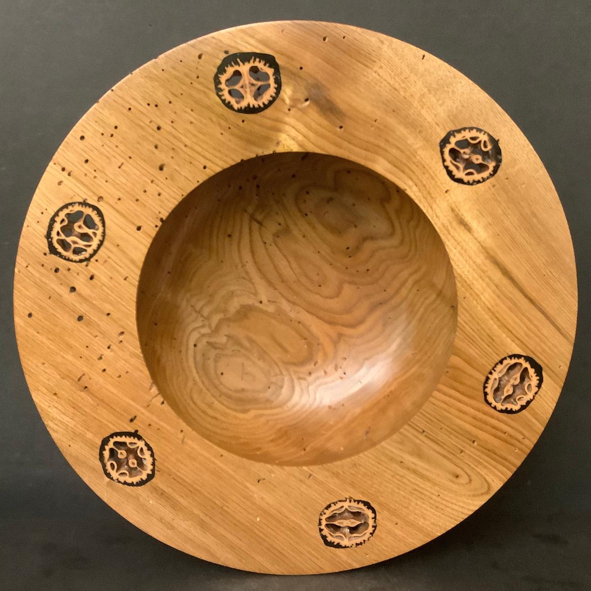 Butternut Bowl with Inlaid Black Walnut Slices