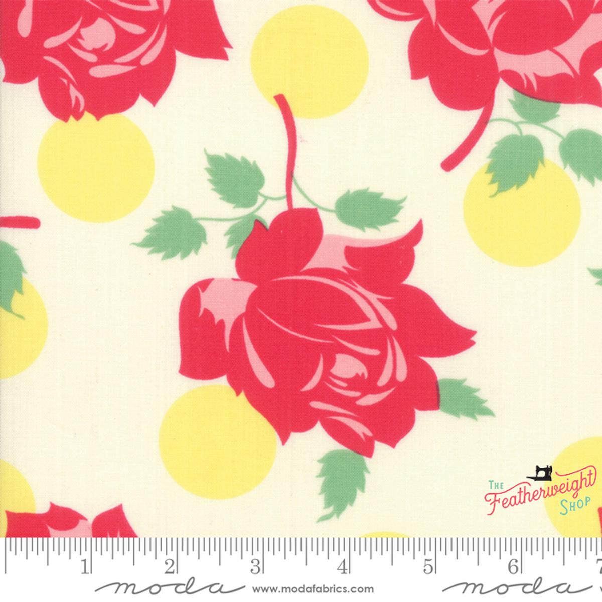 Fabric, Cheeky by Urban Chiks - FLORAL SWELL BUTTERCUP SWEET CREAM (by the yard)