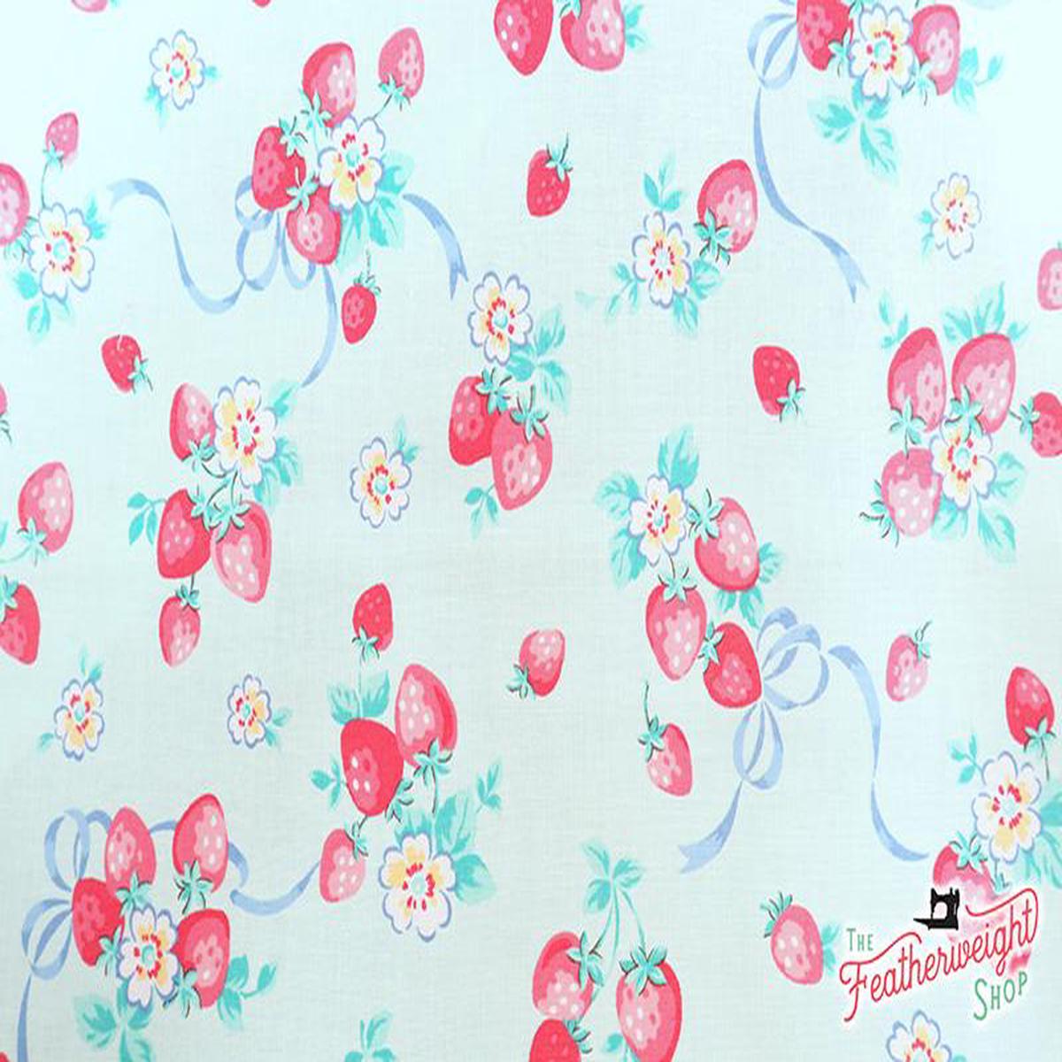 Fabric, Strawberry Bouquet, Aqua - 30's Collection (by the yard)
