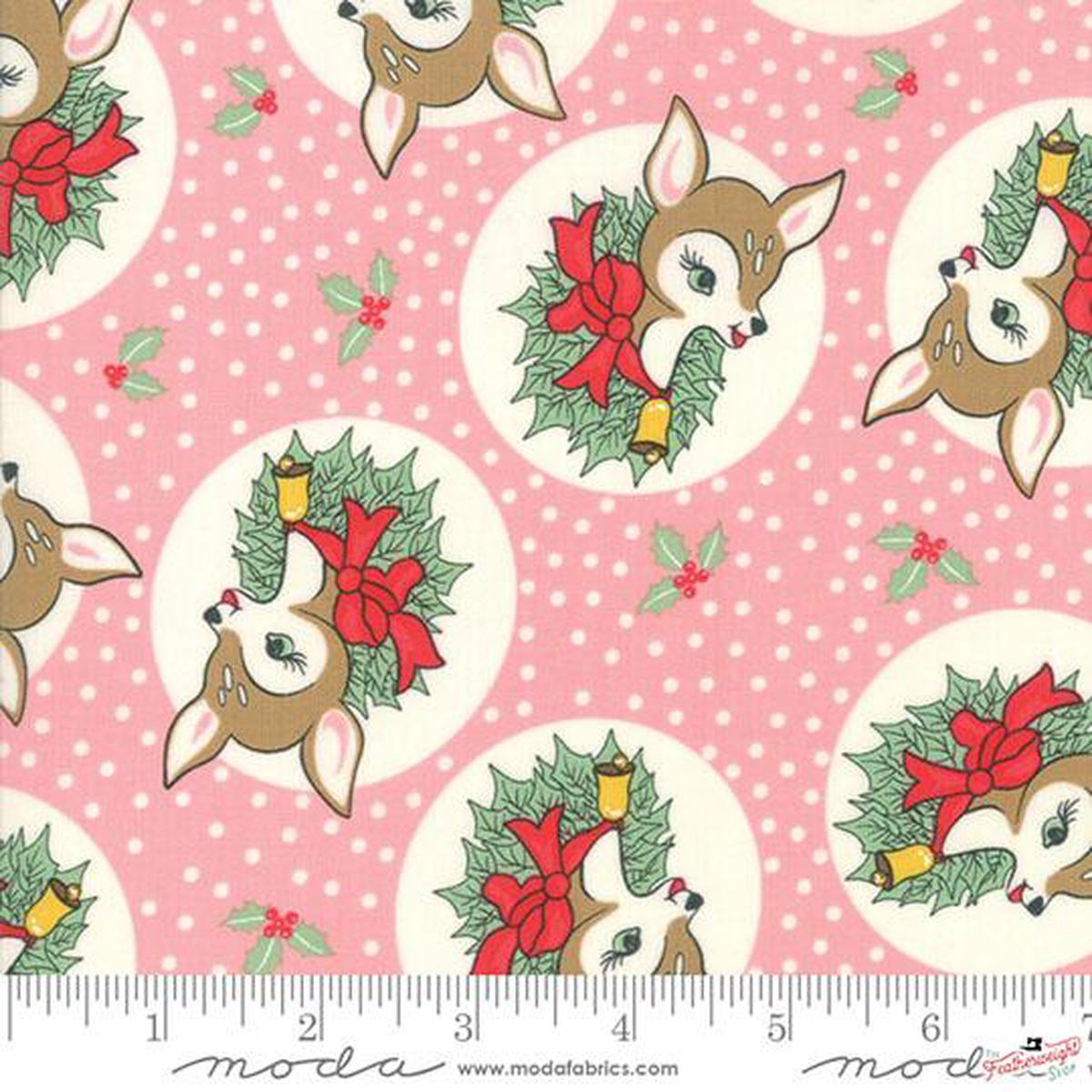 Fabric, Deer Christmas by Urban Chiks for Moda - PINK BUTTERMINT (by the yard)