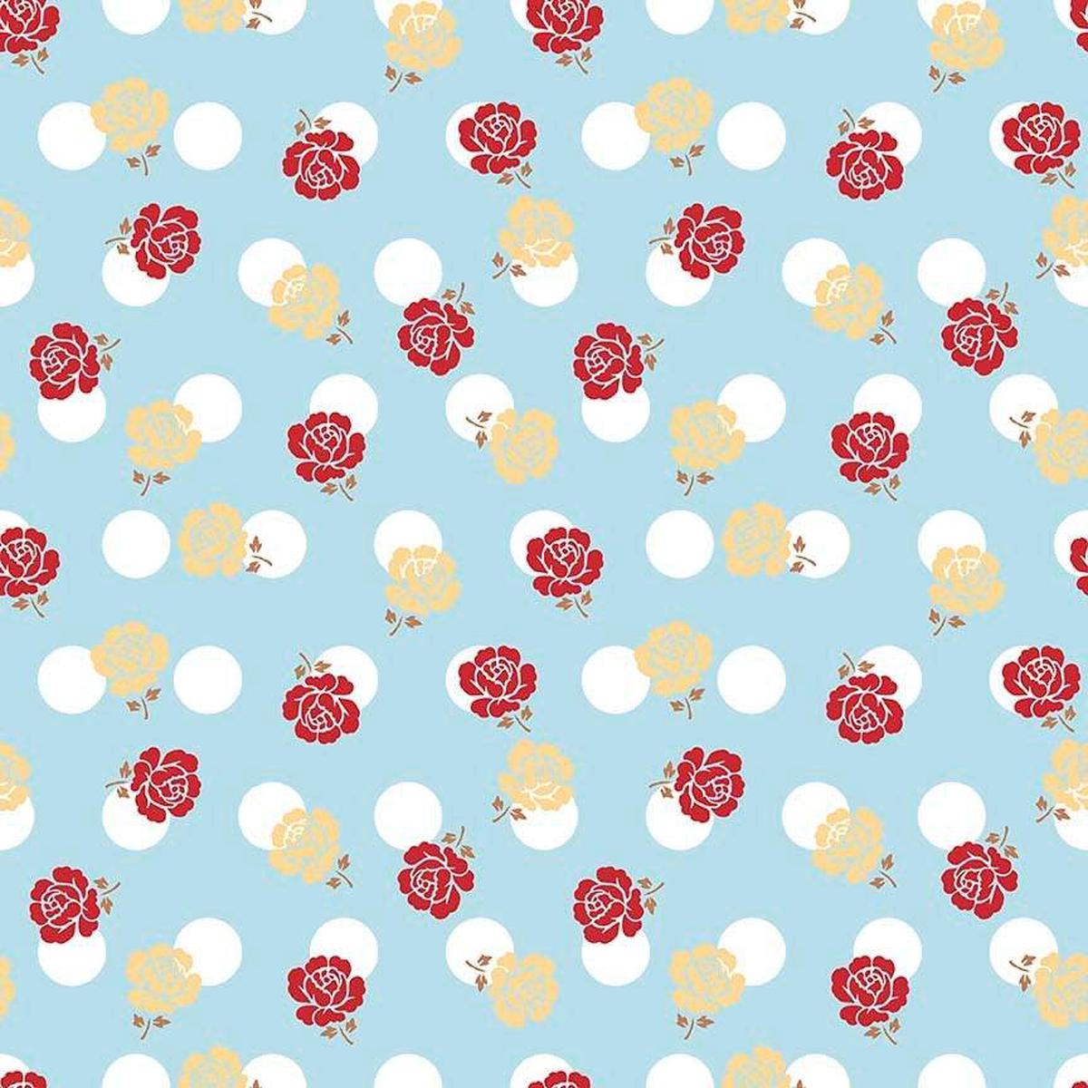 Fabric, Sew Cherry 2 by Lori Holt - ROSE AQUA (by the yard)