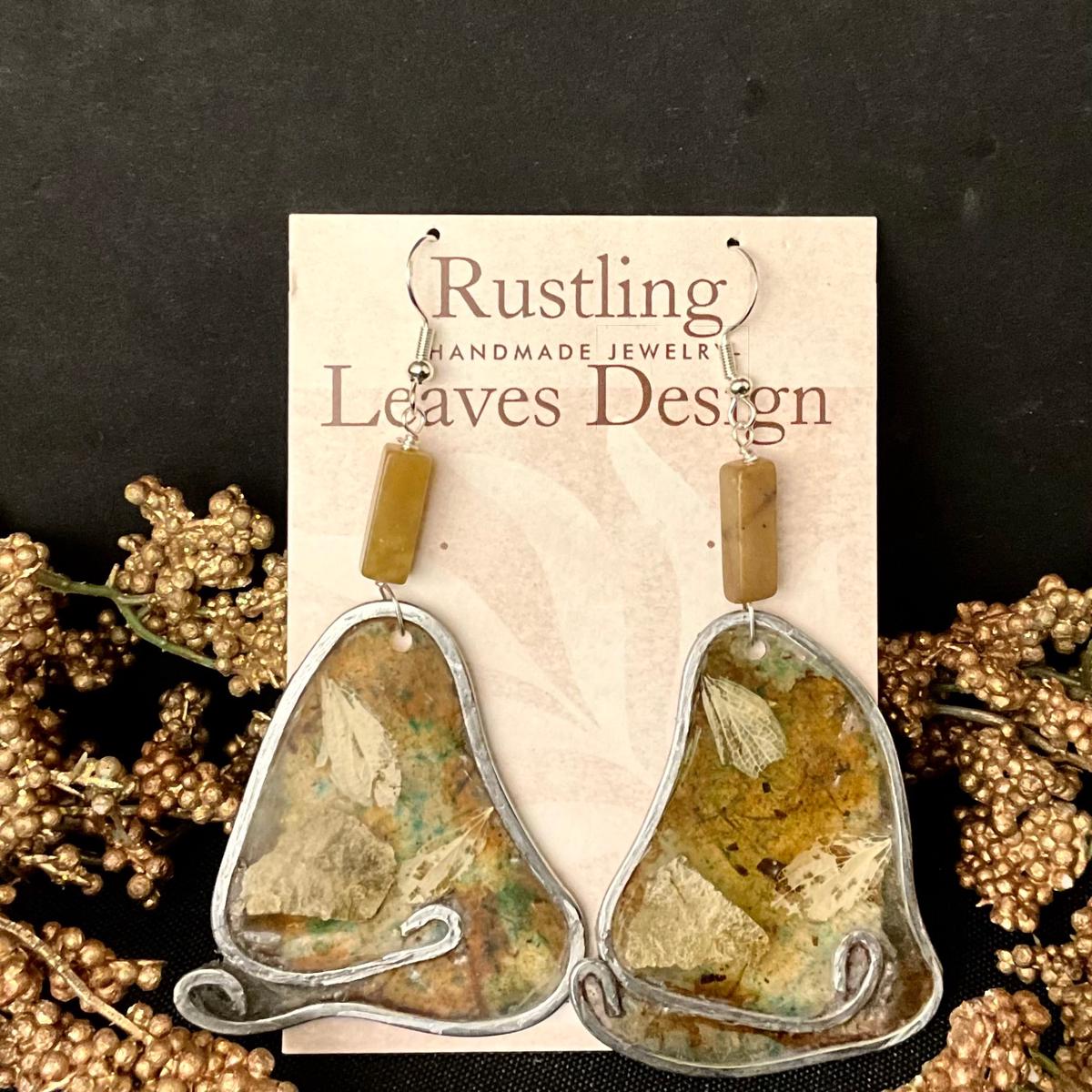Freeform Earrings in Earth Tones with Wire Edging