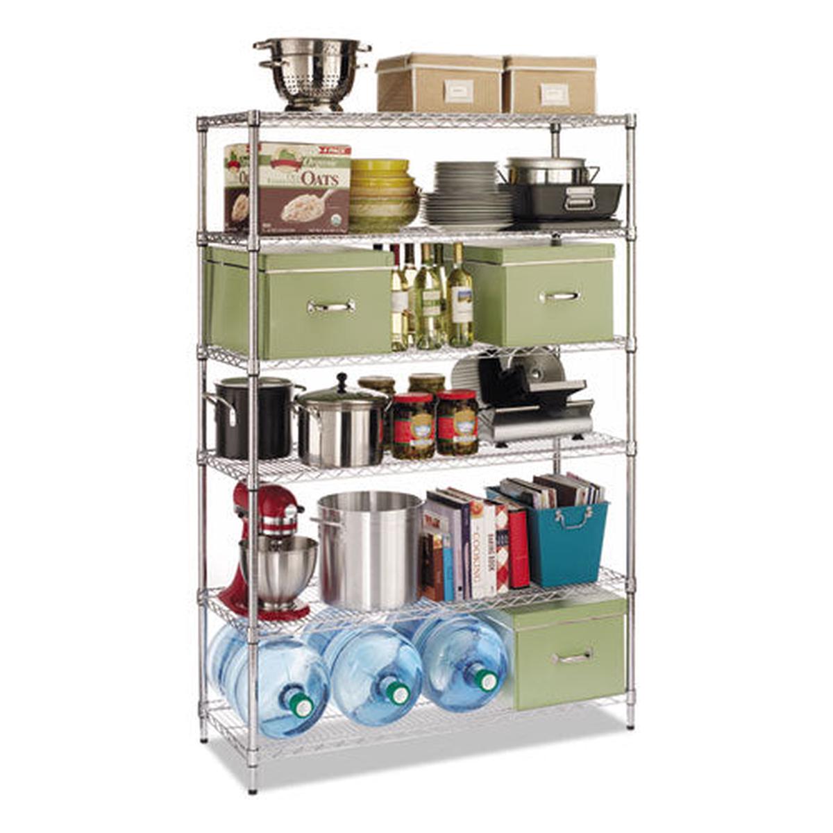 Nsf Certified 6-shelf Wire Shelving Kit, 48w X 18d X 72h, Silver