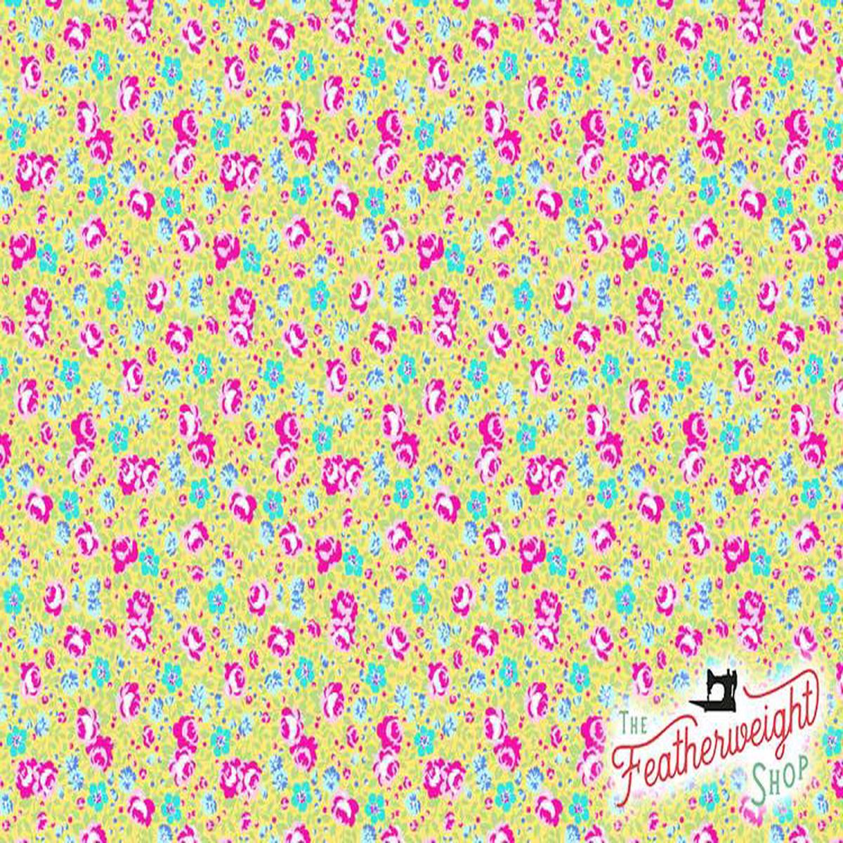 Fabric, Flower Sugar Symbol of Love by LECIEN - SMALL ROSES YELLOW (by the yard)