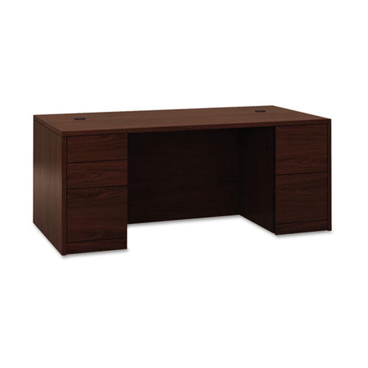 10500 Series Double Pedestal Desk, Full Height Pedestals, 72w X 36d X 29.5h, Mahogany