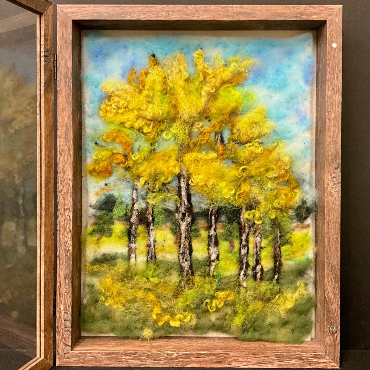 Autumn Birch - Hand Felted Framed Art