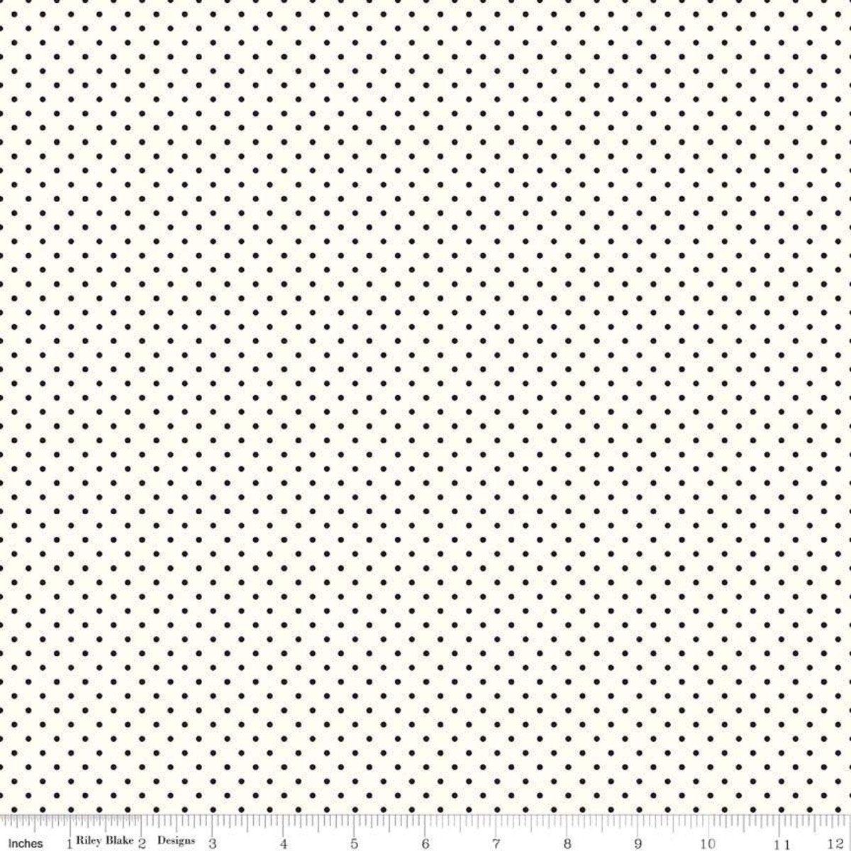 Fabric, Le Creme SWISS DOT BLACK BASIC by Riley Blake (by the yard)